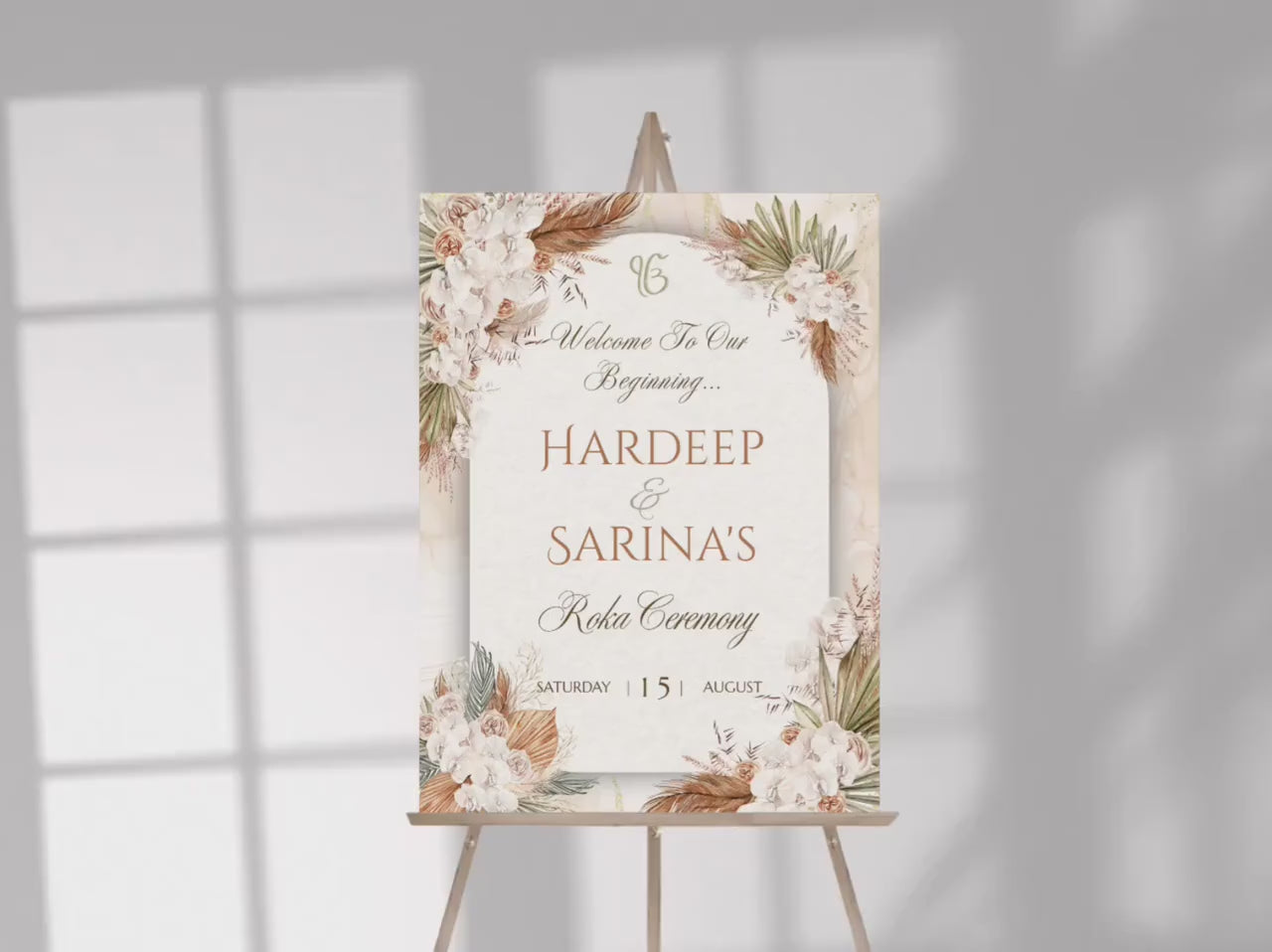 Rustic Autumn Floral Roka Welcome Sign Template | Editable Canva Digital Download | A2 Ceremony Sign | Matching Invitation Set | Engagement